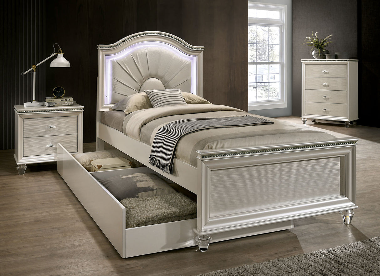 Allie Pearl White Full Bed from Furniture of America - Luna Furniture