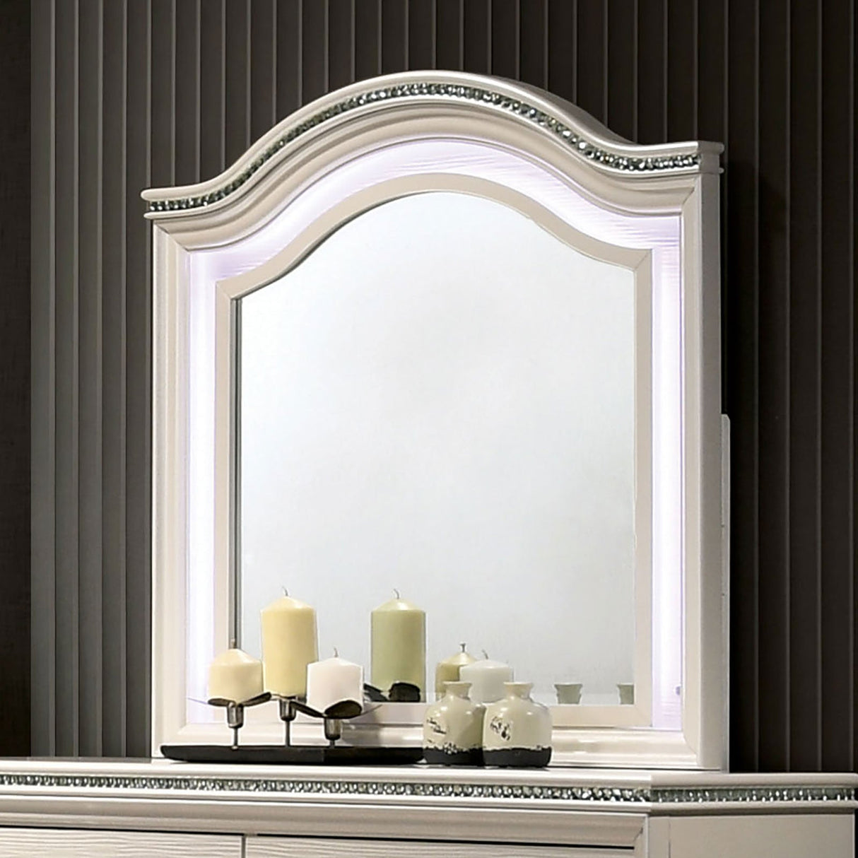 Allie Pearl White Mirror (Mirror Only) from Furniture of America - Luna Furniture