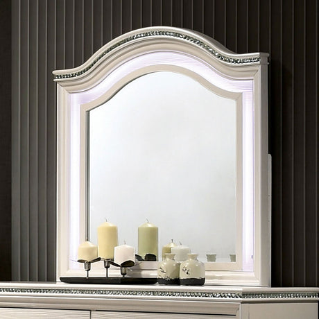 Allie Pearl White Mirror (Mirror Only) from Furniture of America - Luna Furniture