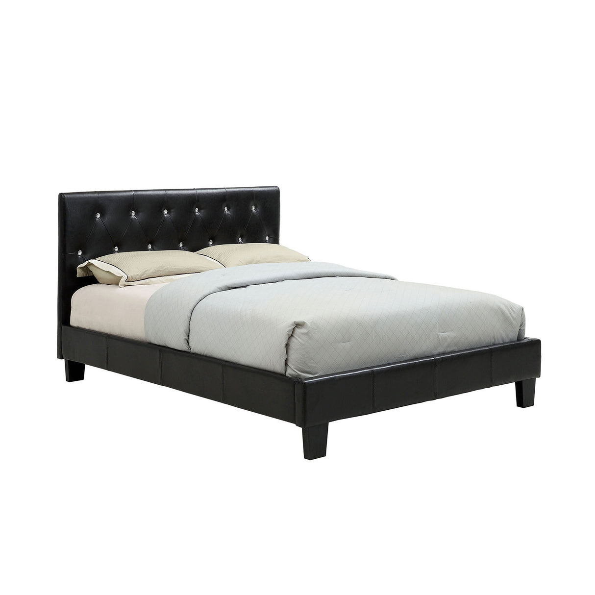 Velen Black Full Upholstered Tufted Bed from Furniture of America - Luna Furniture