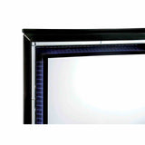 Bellanova Black mirror, LED-lit layered frame and silver trim, close-up detail