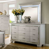 Bellanova Silver dresser, wide eight-drawer design with mirrored trim, front view