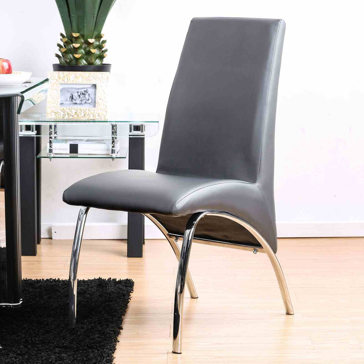 Wailoa Gray/Chrome Side Chair from Furniture of America - Luna Furniture