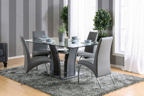 Glenview Gray/Chrome Dining Table, Gray from Furniture of America - Luna Furniture