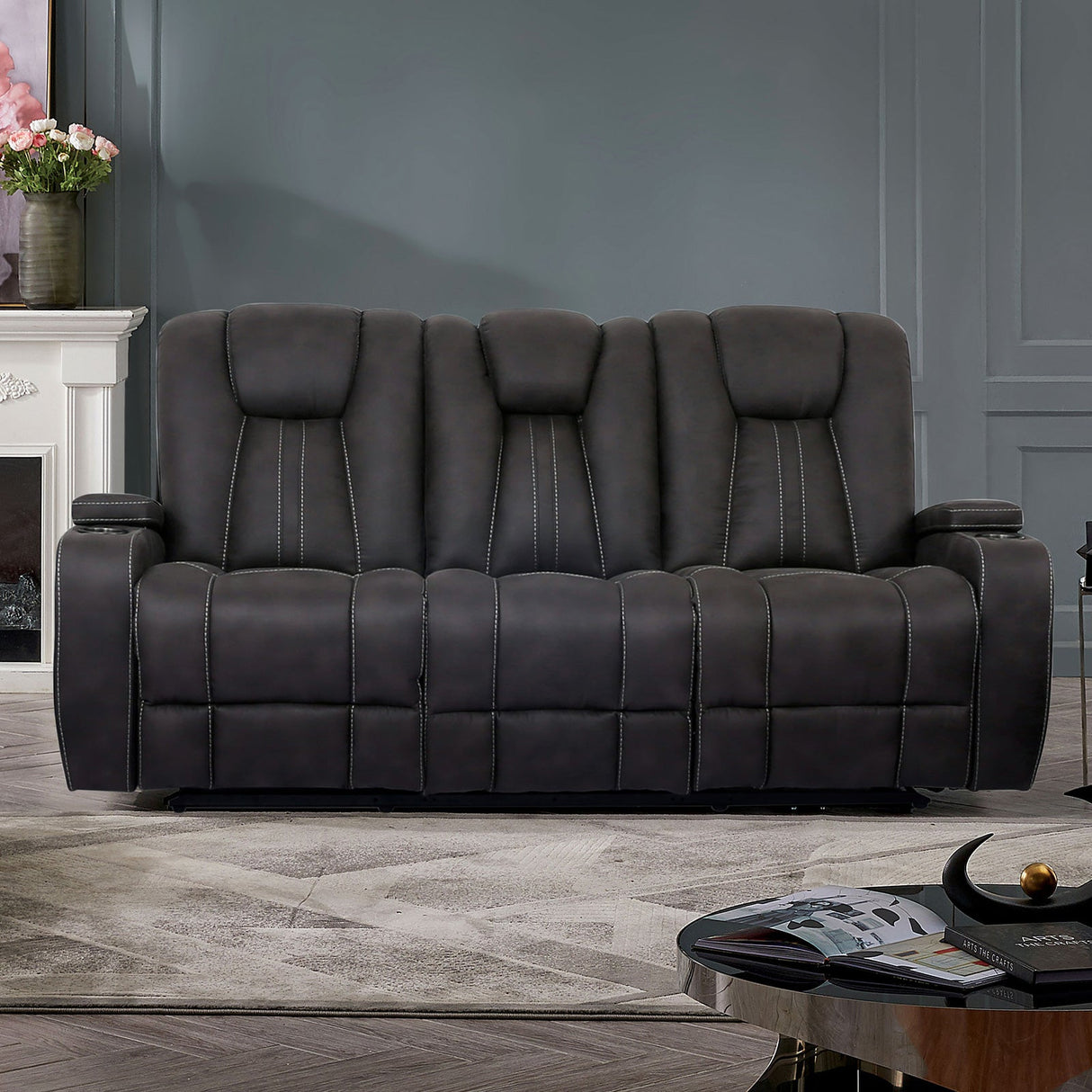 Amirah Dark Gray Sofa from Furniture of America - Luna Furniture