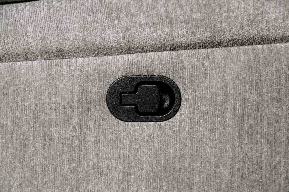 Josias Light gray upholstery close-up, textured chenille-like fabric detail
