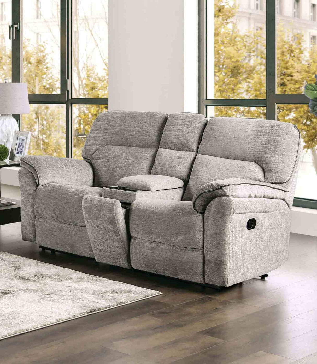 Josias Light Gray Transitional Reclining Living Room Set from Furniture of America - Luna Furniture