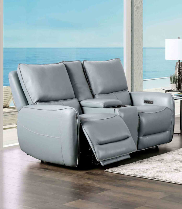 Phineas Pale Blue Power Loveseat