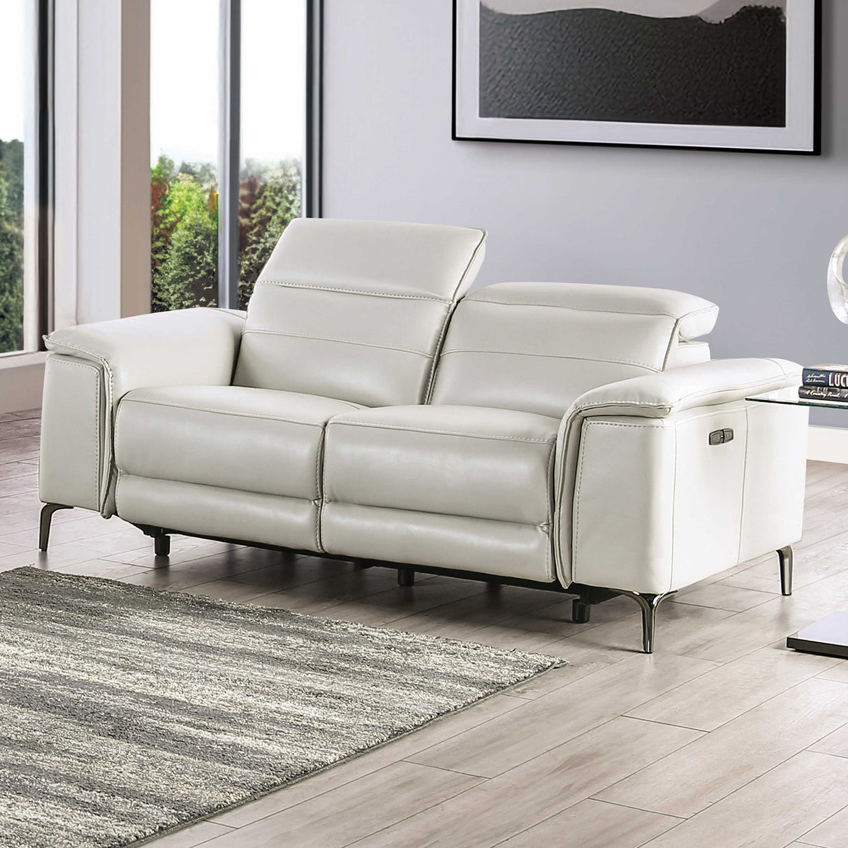Ascona Light Taupe Power Loveseat from Furniture of America - Luna Furniture