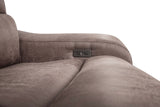 Demetrius Slate Brown Power Sectional, armrest with power switch, side profile detail