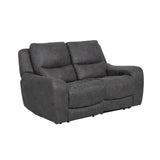 Demetrius Dark Gray Power Loveseat, isolated front three-quarter view on white background