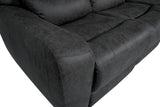 Demetrius Dark Gray Power Loveseat, close-up of rounded track arm and seat seam