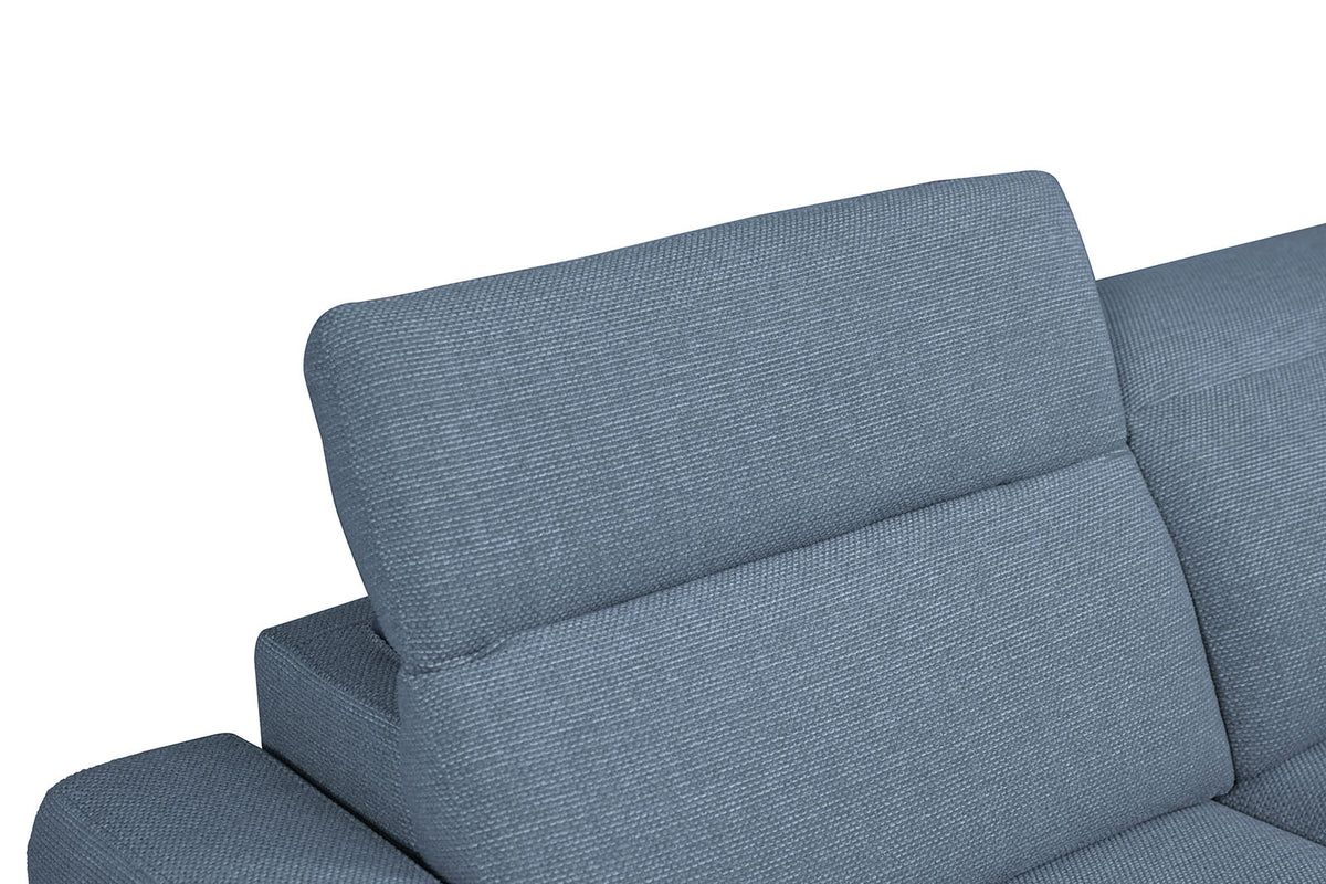 Melancton Blue sectional, underside leg and base detail, slim metal support