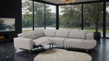 Melancton Light gray power sectional, L-shaped layout with recliner extended, front view