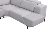Melancton Light sectional, extended chaise seat and textured light gray fabric, three-quarter view