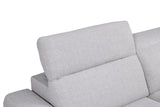 Melancton Light sectional headrest detail, padded light gray back cushion and clean seams