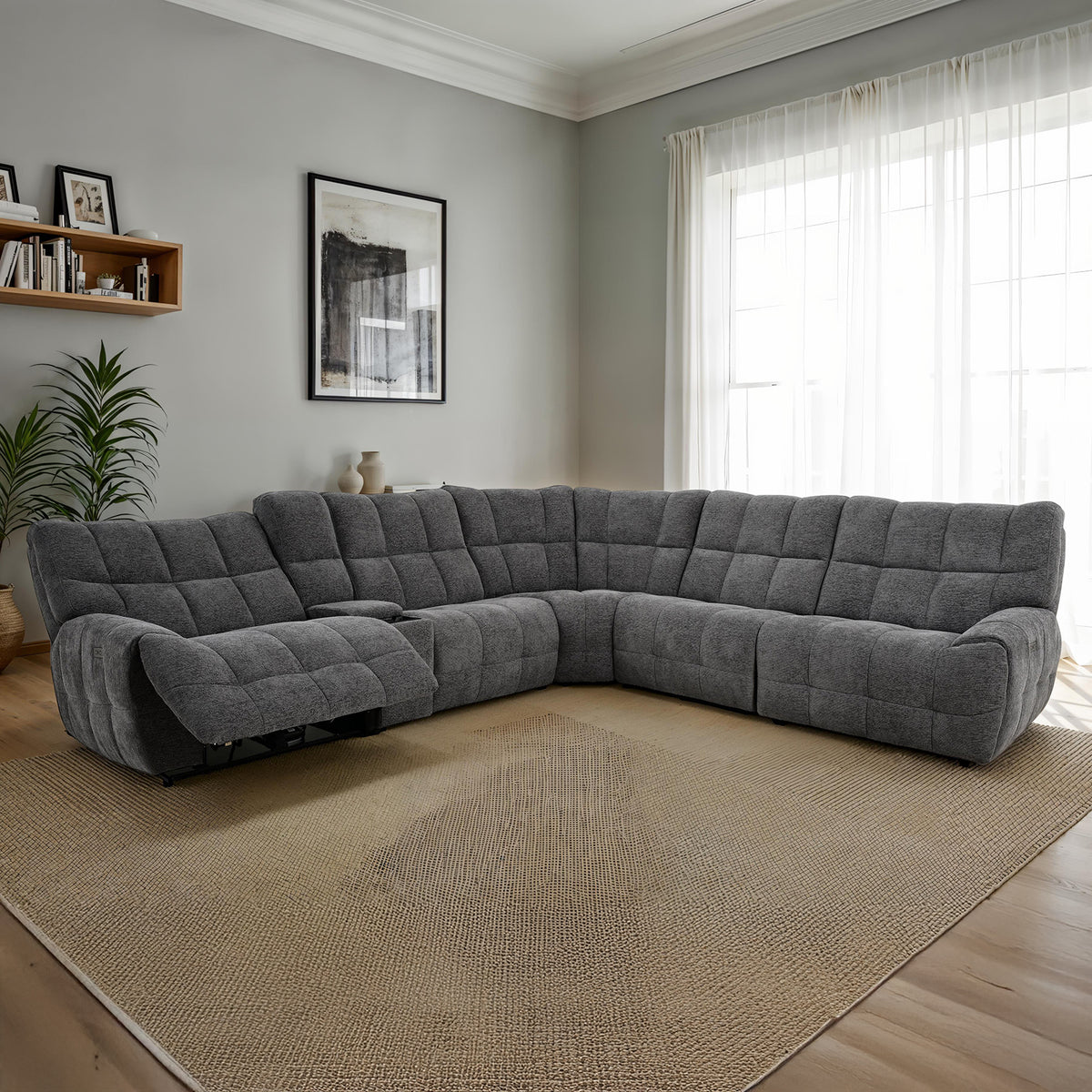 Clemens Dark Gray Power Sectional from Furniture of America - Luna Furniture