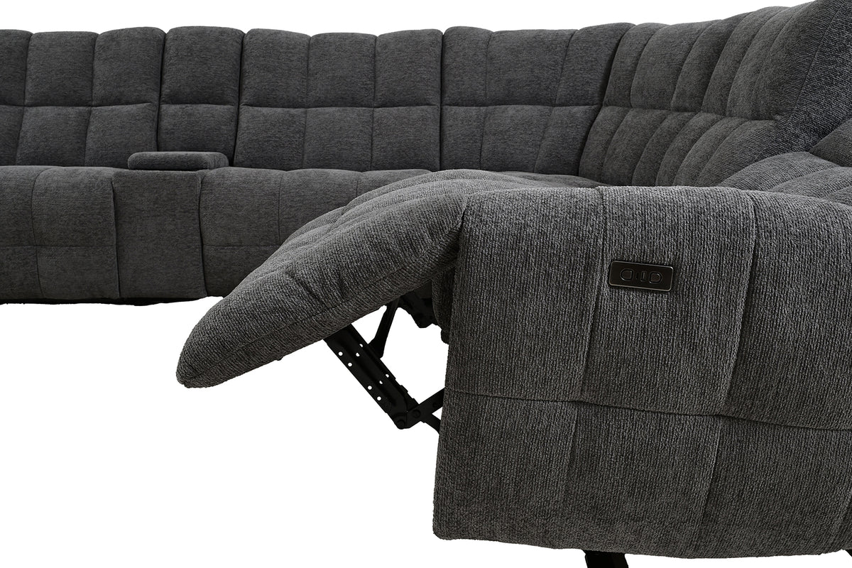 Clemens Dark Gray Power Sectional from Furniture of America - Luna Furniture