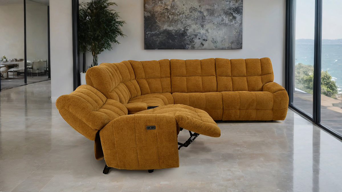 Clemens Butterscotch Power Sectional from Furniture of America - Luna Furniture