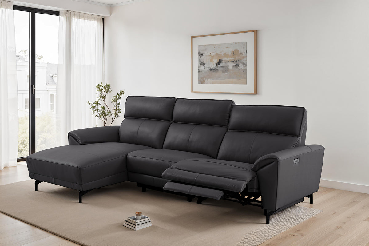 Themis Black Power Sectional, Left Chaise from Furniture of America - Luna Furniture
