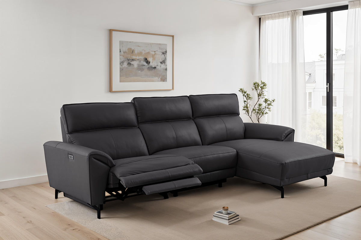 Themis Black Power Sectional, Right Chaise from Furniture of America - Luna Furniture