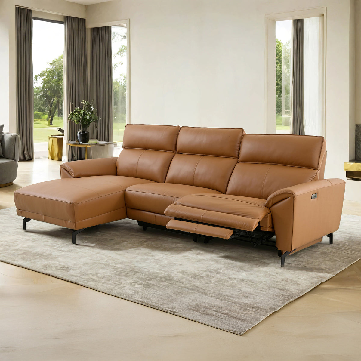 Themis Brown Clay Power Sectional, Left Chaise from Furniture of America - Luna Furniture