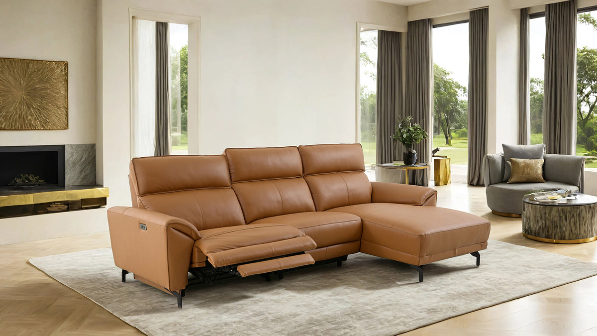 Themis Brown Clay Power Sectional, Right Chaise from Furniture of America - Luna Furniture