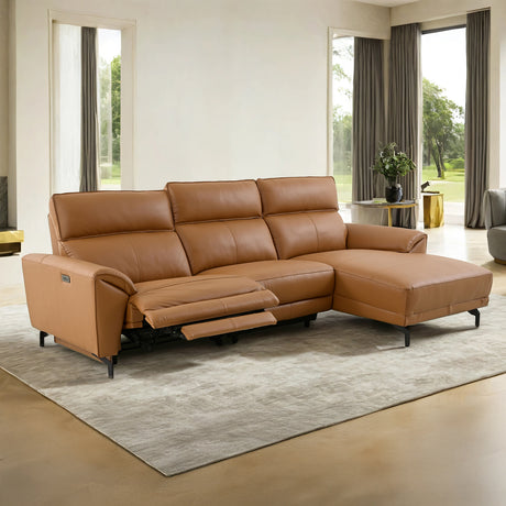 Themis Brown Clay Power Sectional with Right Chaise from Furniture of America - Luna Furniture