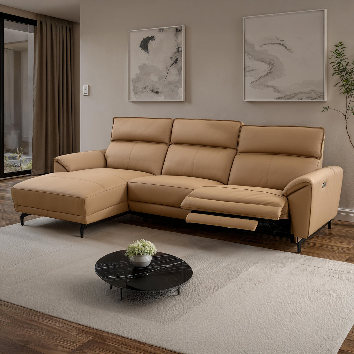 Themis Light Brown Power Sectional, Left Chaise from Furniture of America - Luna Furniture