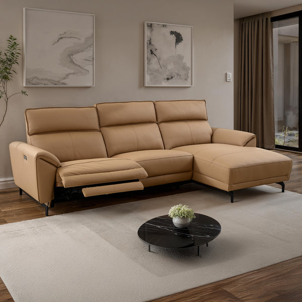 Themis Light Brown Power Sectional with Right Chaise