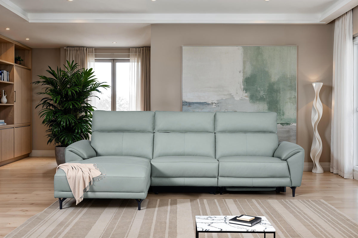 Themis Pale Blue Power Sectional, Left Chaise from Furniture of America - Luna Furniture