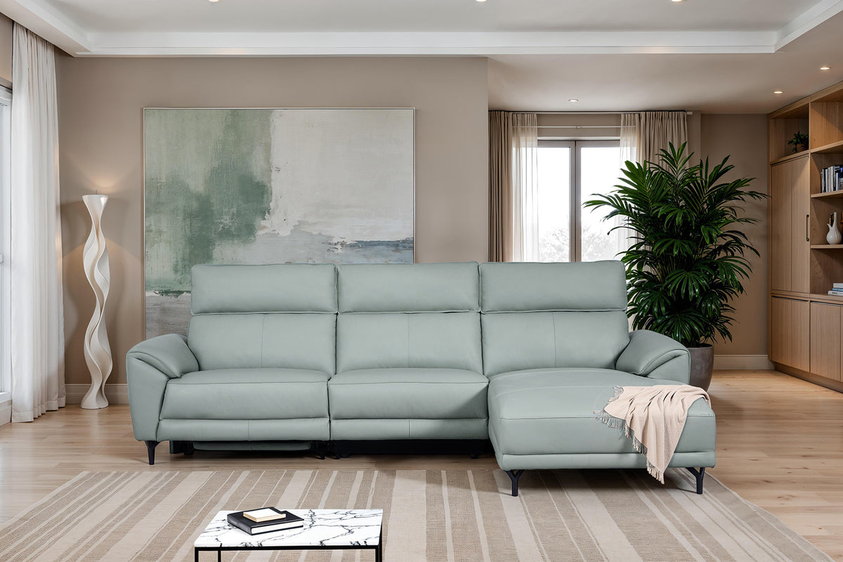 Themis Pale Blue Power Sectional, Right Chaise from Furniture of America - Luna Furniture