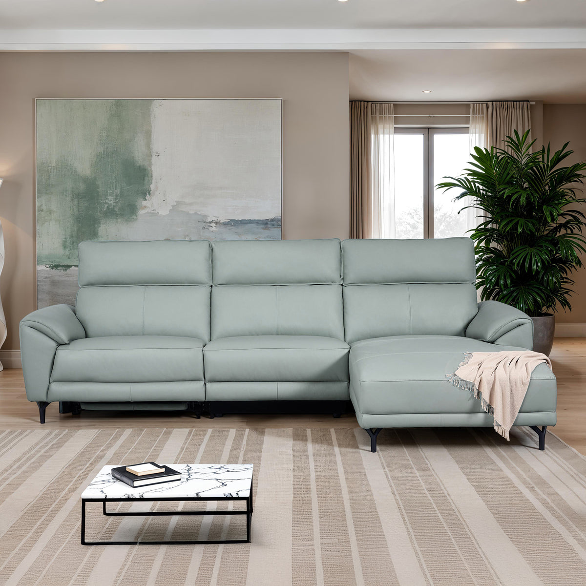 Themis Pale Blue Power Sectional, Right Chaise from Furniture of America - Luna Furniture