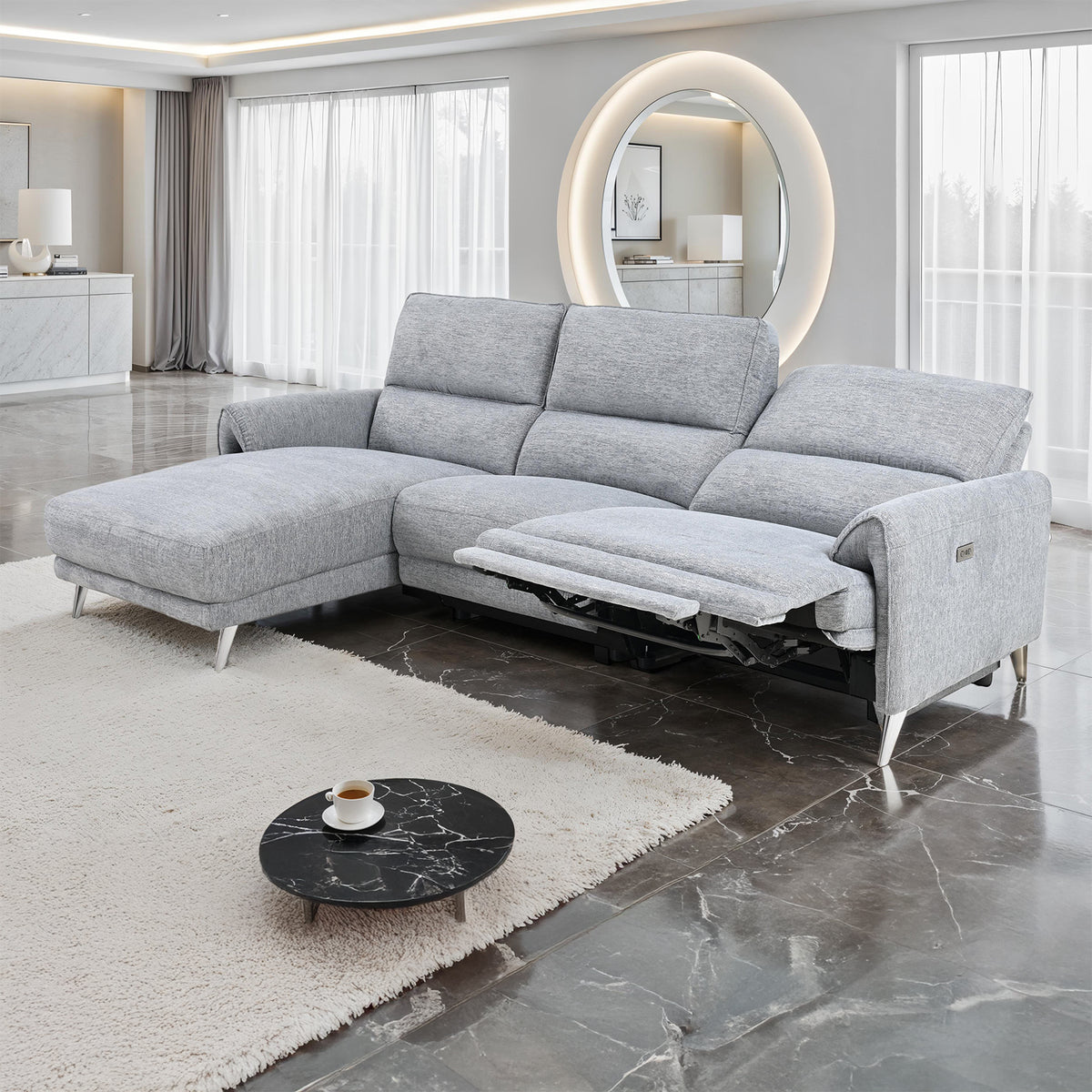 Brande Gray Power Sectional, Left Chaise from Furniture of America - Luna Furniture