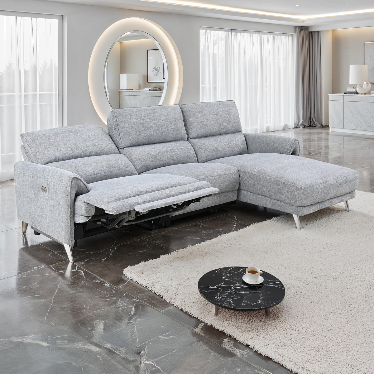 Brande Gray Power Sectional, Right Chaise from Furniture of America - Luna Furniture