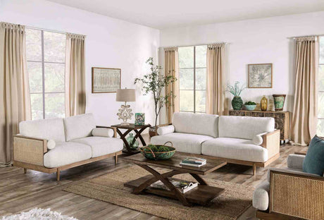 Alesund Light Oak/Beige Sofa from Furniture of America - Luna Furniture