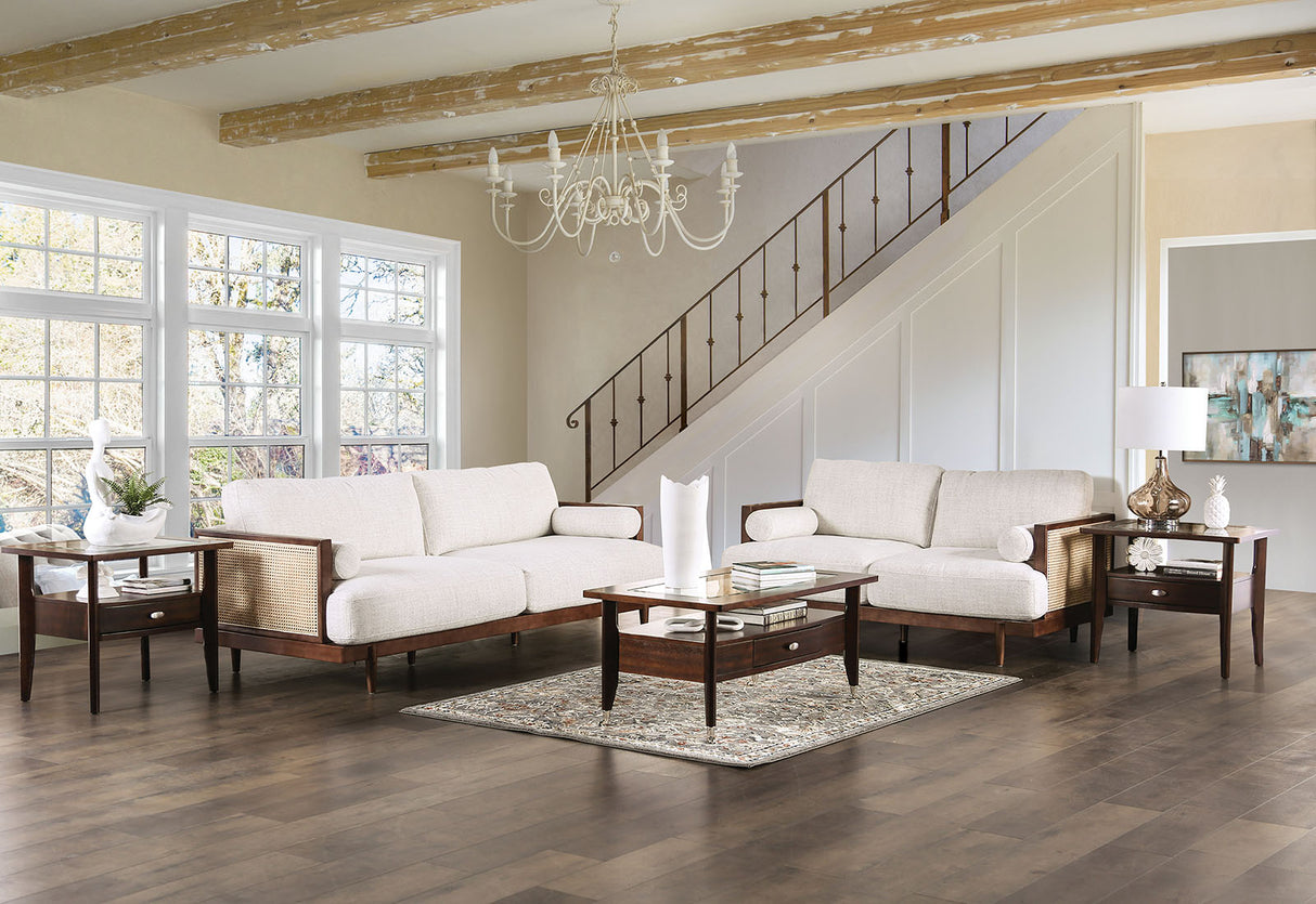 Alesund Beige/Walnut Loveseat from Furniture of America - Luna Furniture