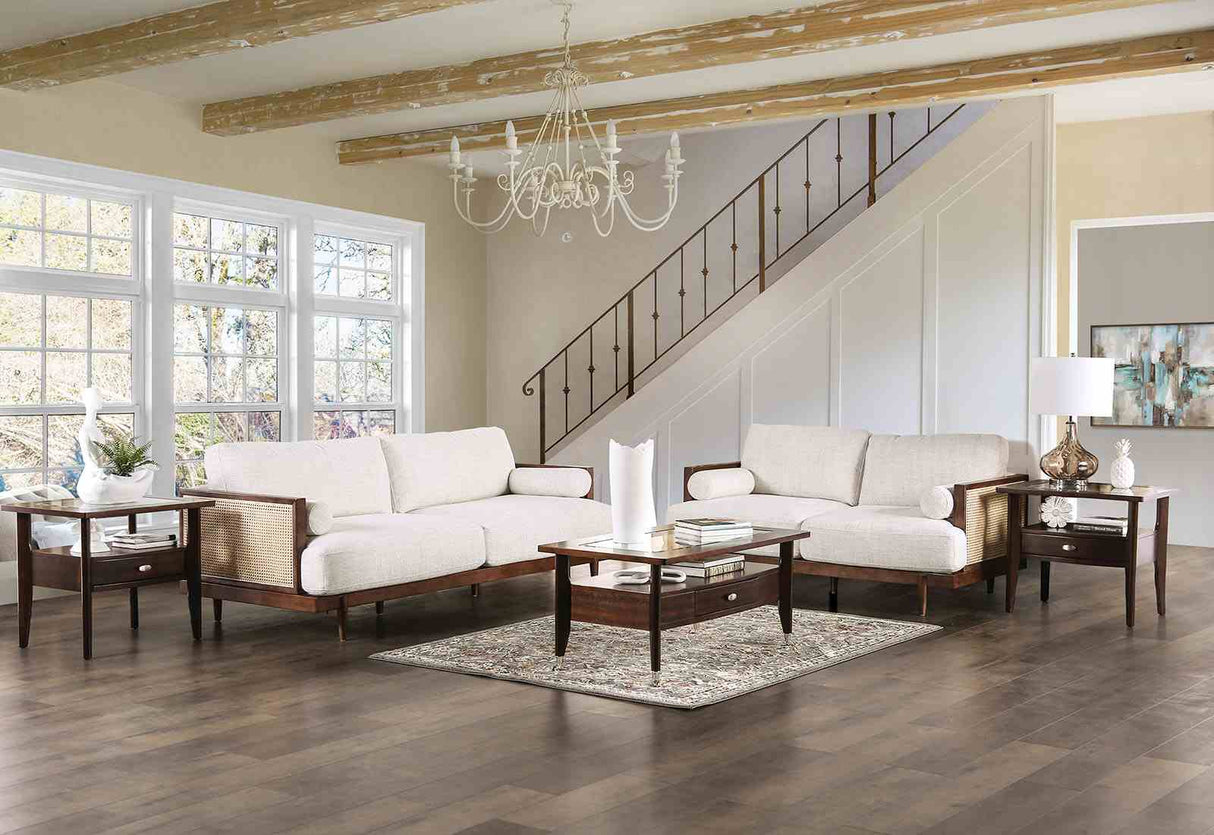 Alesund Beige/Walnut Sofa from Furniture of America - Luna Furniture