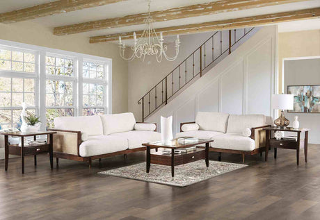 Alesund Beige/Walnut Sofa from Furniture of America - Luna Furniture
