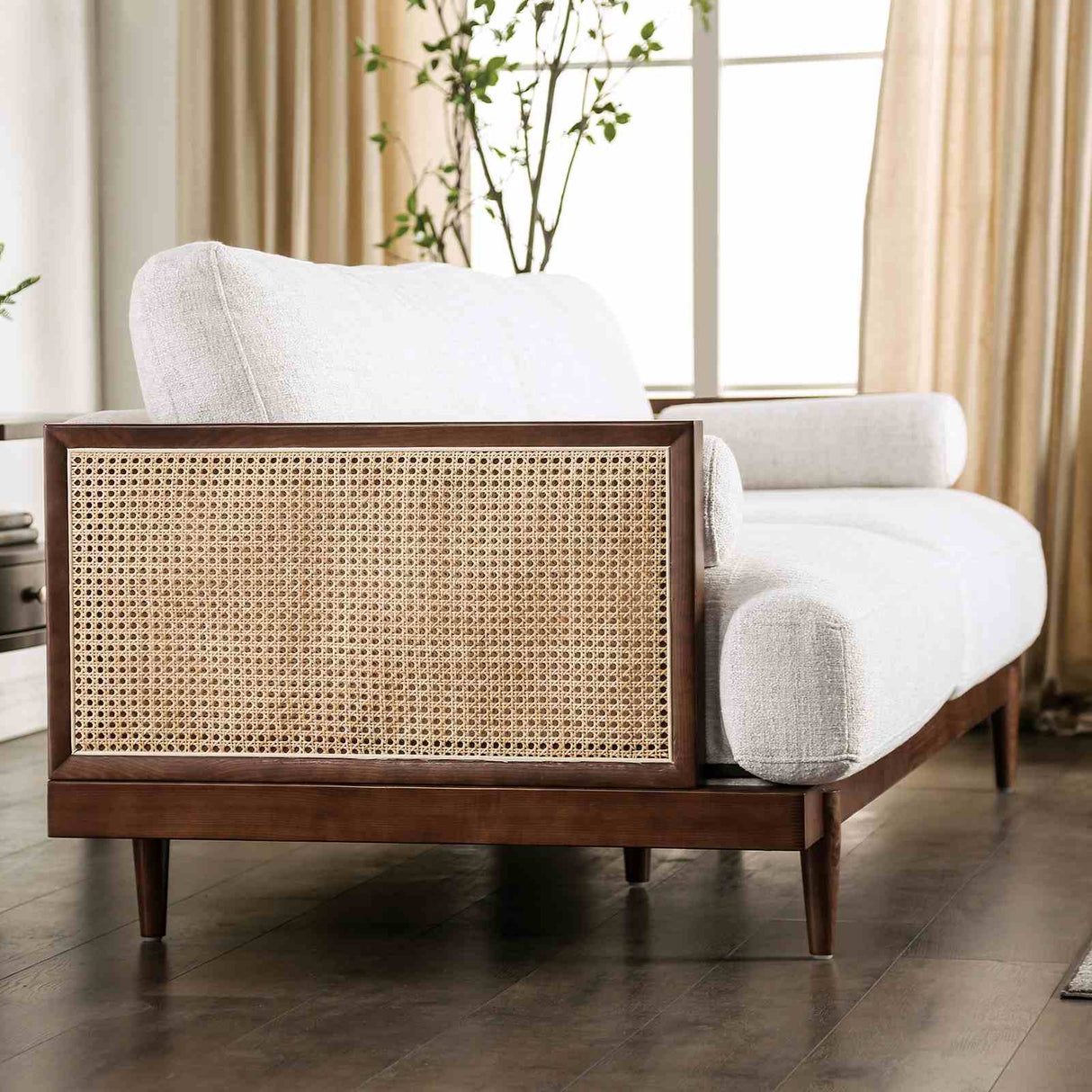 Alesund Beige/Walnut Loveseat from Furniture of America - Luna Furniture