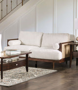 Alesund Beige/Walnut Loveseat from Furniture of America - Luna Furniture