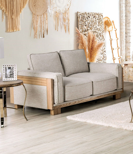 Harstad Light Brown/Natural Loveseat from Furniture of America - Luna Furniture