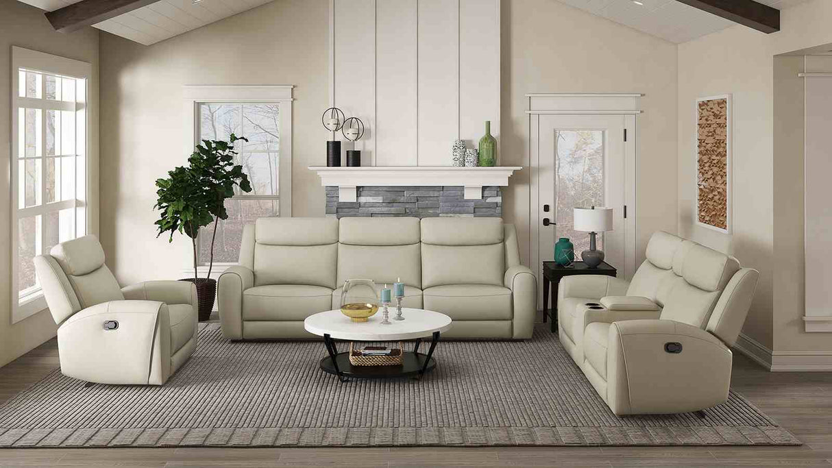Jacobus Beige Manual Recliner Sofa from Furniture of America - Luna Furniture