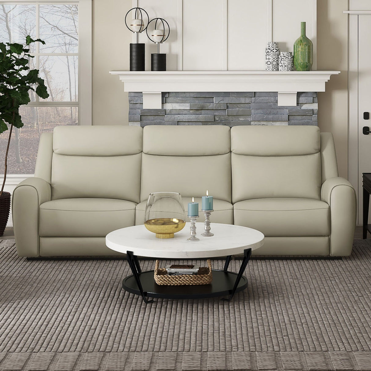 Jacobus Beige Manual Recliner Sofa from Furniture of America - Luna Furniture