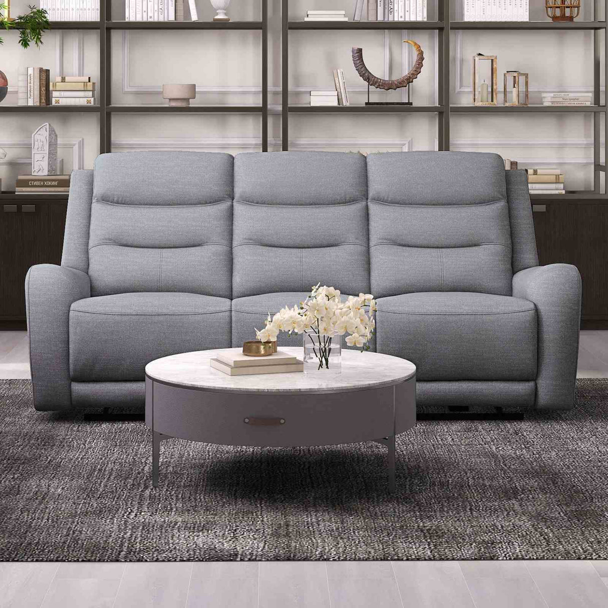 Matthias Gray Transitional Reclining Living Room Set from Furniture of America - Luna Furniture