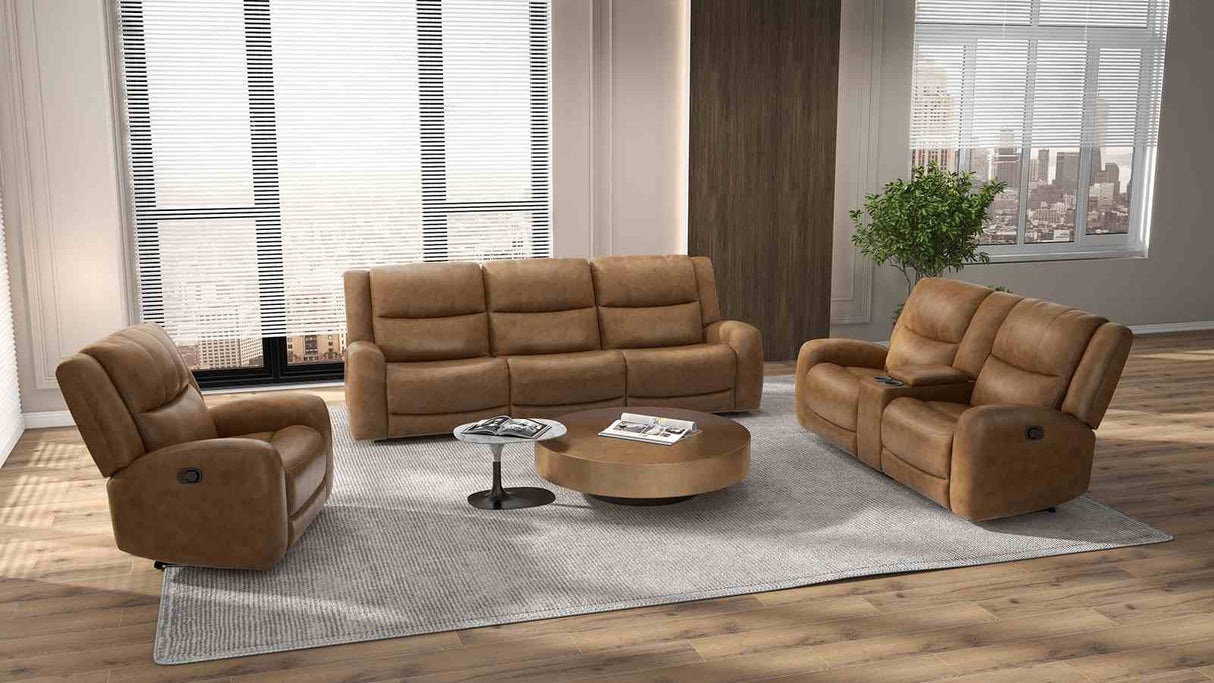 Leolinus Brown Manual Recliner Sofa from Furniture of America - Luna Furniture