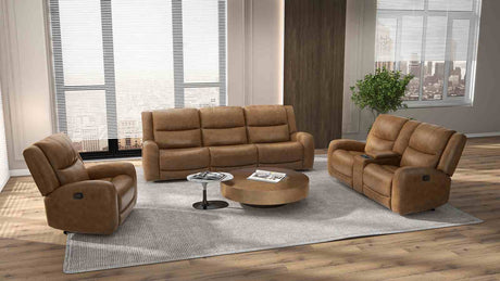 Leolinus Brown Manual Recliner Sofa from Furniture of America - Luna Furniture