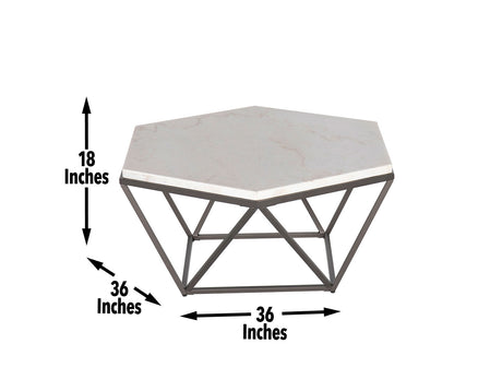 Corvus White Marble Top Hexagon Cocktail Table from Steve Silver - Luna Furniture