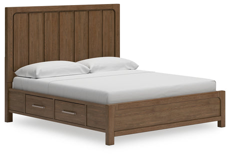 Cabalynn California King Panel Bed with Chest and Nightstand in Light Brown from Ashley Furniture - Luna Furniture