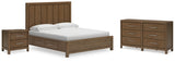 Cabalynn California King Panel Bed with Dresser and Nightstand in Light Brown from Ashley - Luna Furniture